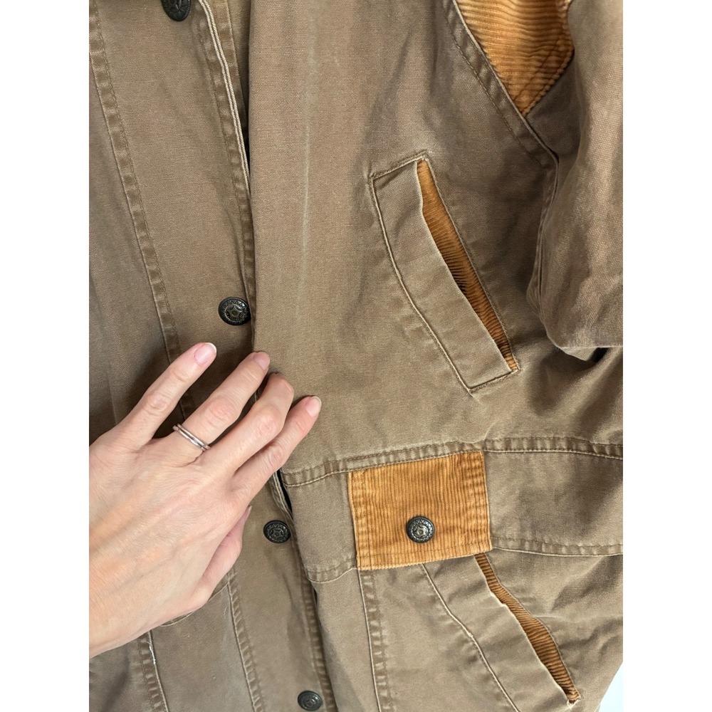 Vintage 90's Spencer Douglas Barn Chore Coat Tan Canvas with Corduroy SIZE S - Picture 5 of 8